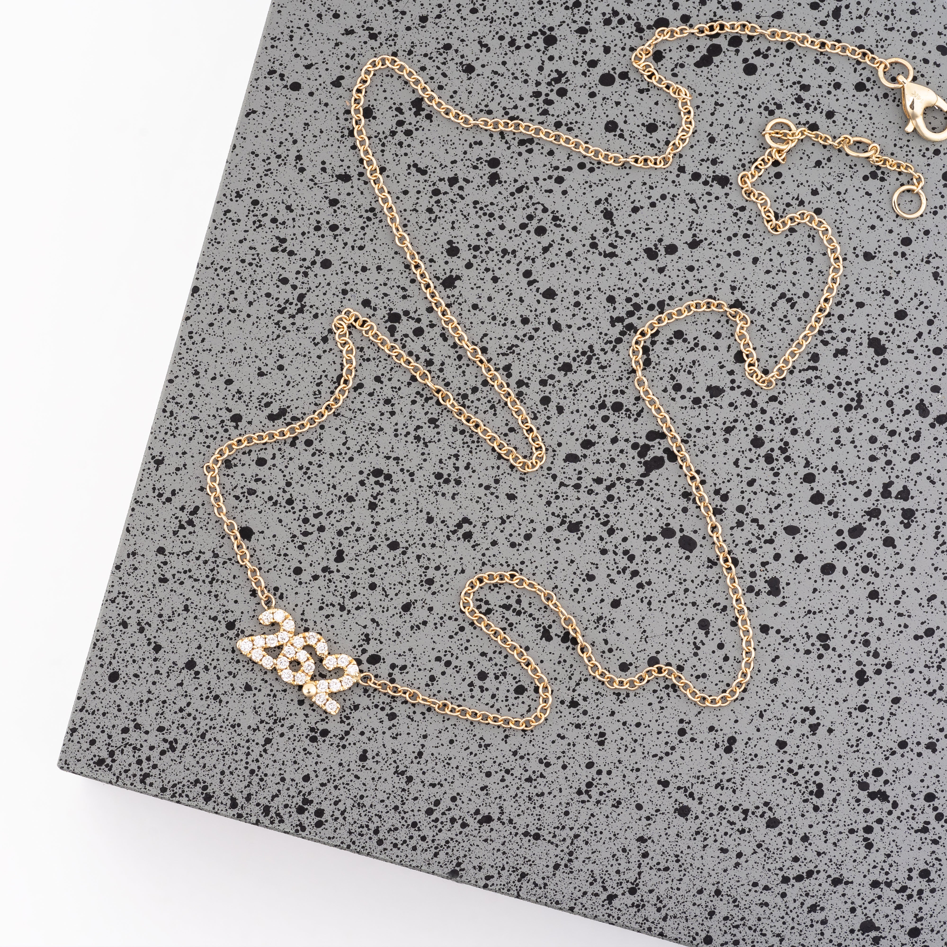 CLASSICAL Diamonds 20〜23 14kt Yellow Gold Flat Byzantine Necklace with Diamonds